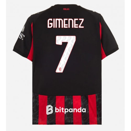 AC Milan Santiago Gimenez #7 Replica Home Stadium Shirt 2025-26 Short Sleeve AC Milan Santiago Gimenez #7 Replica Home Stadium Shirt 2025-26 Short Sleeve